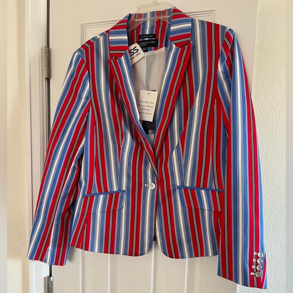 NWT Jones New York Signature Coral Sea Multi Striped Blazer - Picture 2 of 5